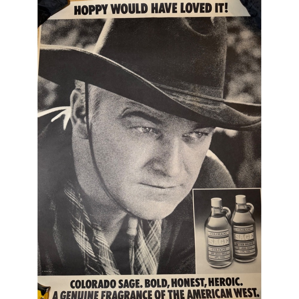 Vintage Colorado Sage Cologne Poster William Boyd Hopalong Cassidy Advertisement